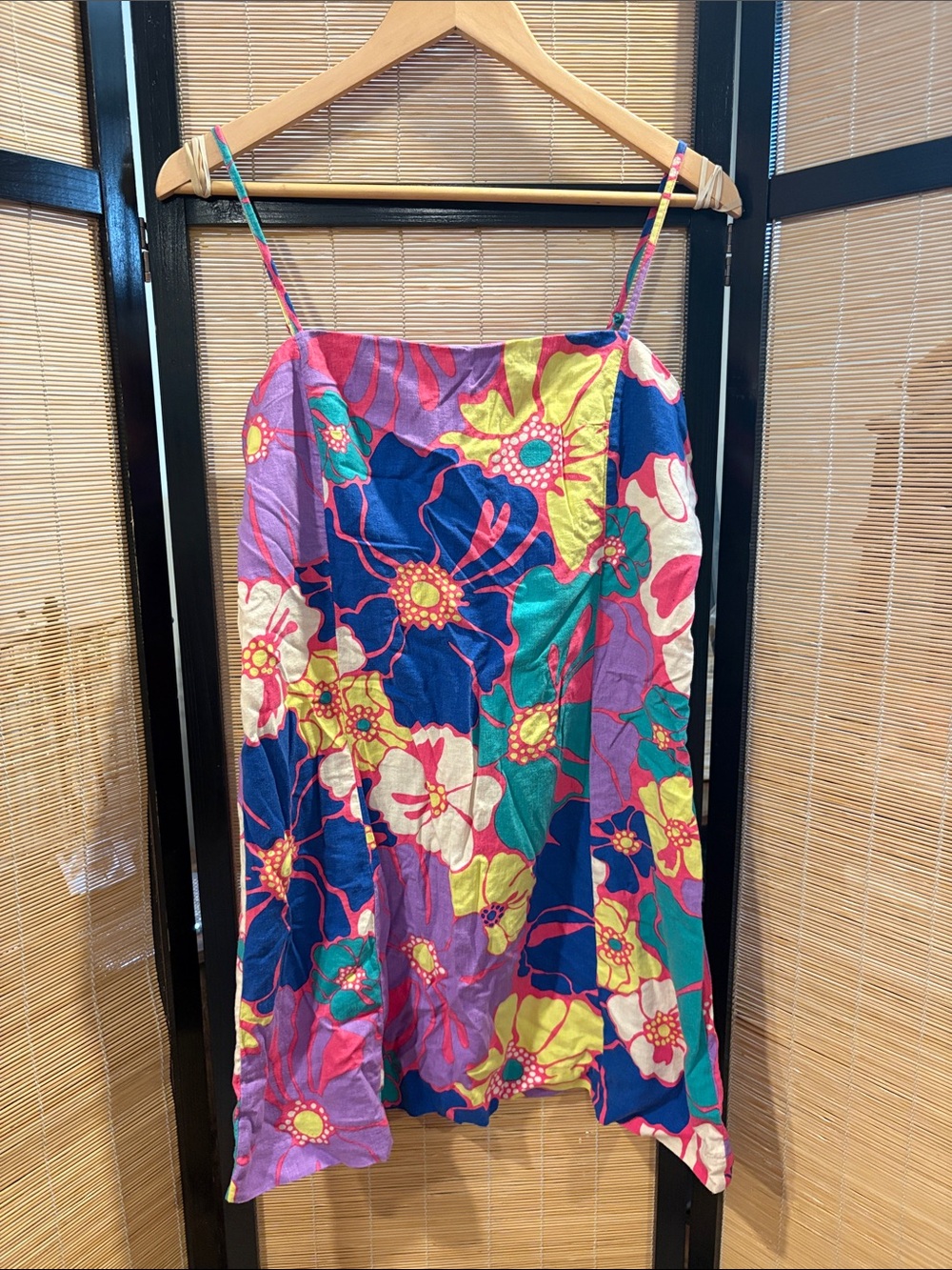 GAP Vibrant Floral Slip Tank Top — Blue, Pink, Yellow, Green